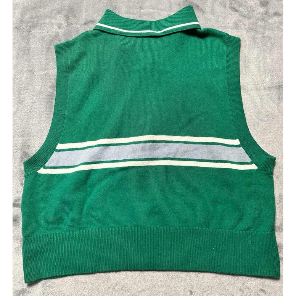 Aritzia TNA Bayport Cropped Sweater Vest Women's Medium Green Quarter Zip Polo - Picture 6 of 6